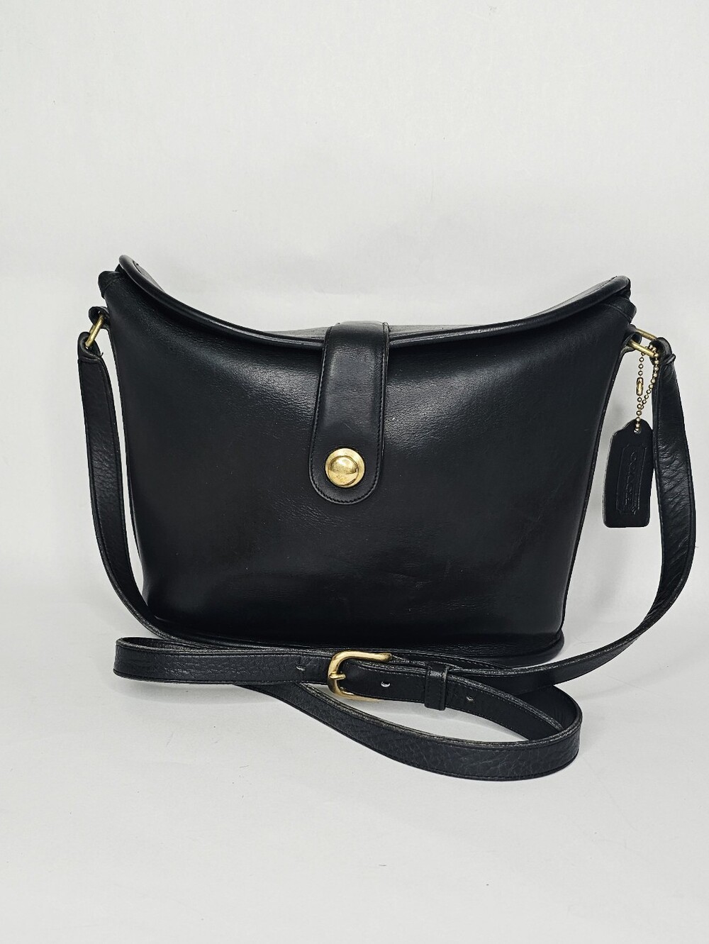 Coach Nottingham binocular 1990's black leather Bag COA Available